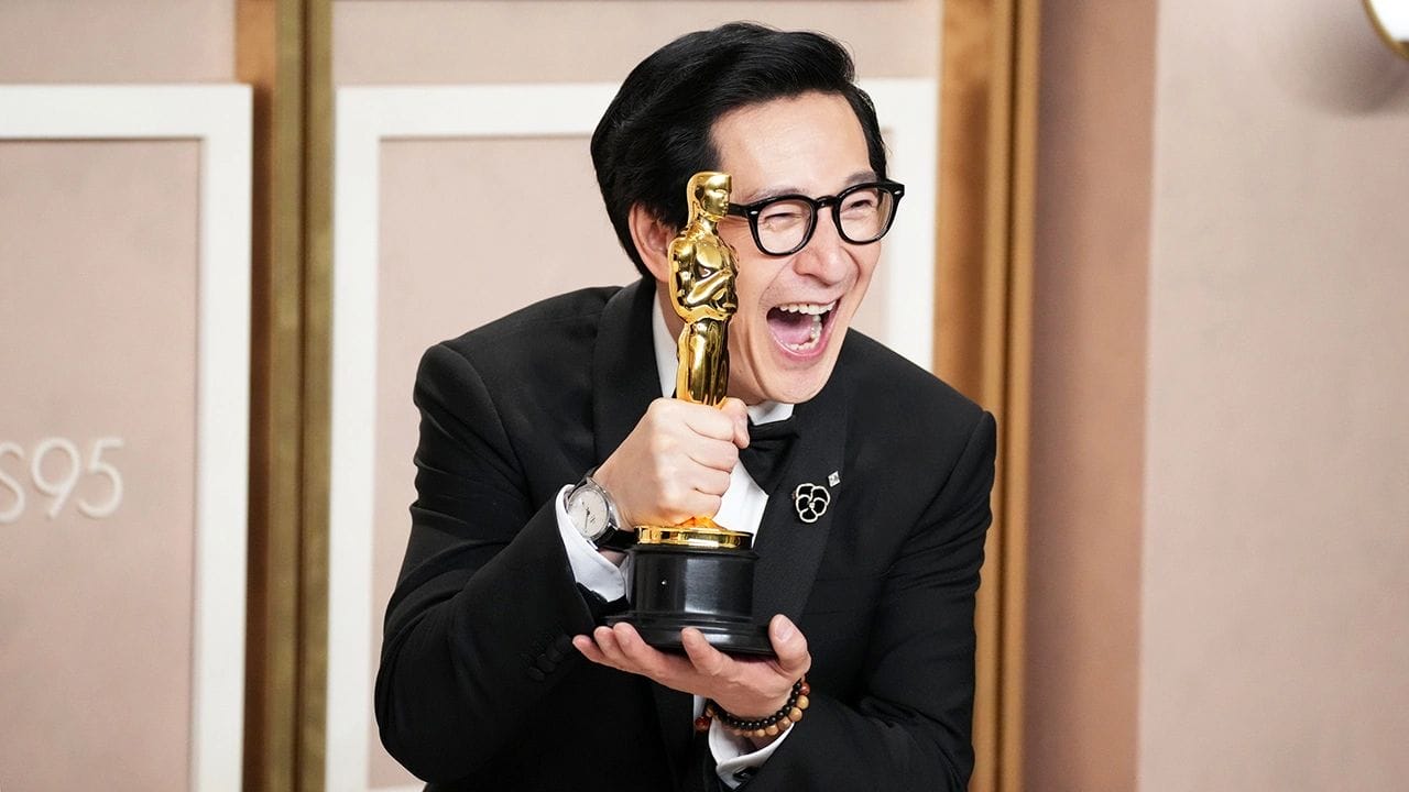 Ke Huy Quan, winner of the Best Actor In A Supporting Role award for “Everything Everywhere All At Once”, poses in the press room at the 95th Annual Academy Awards at Ovation Hollywood on March 12, 2023 in Hollywood, California. 