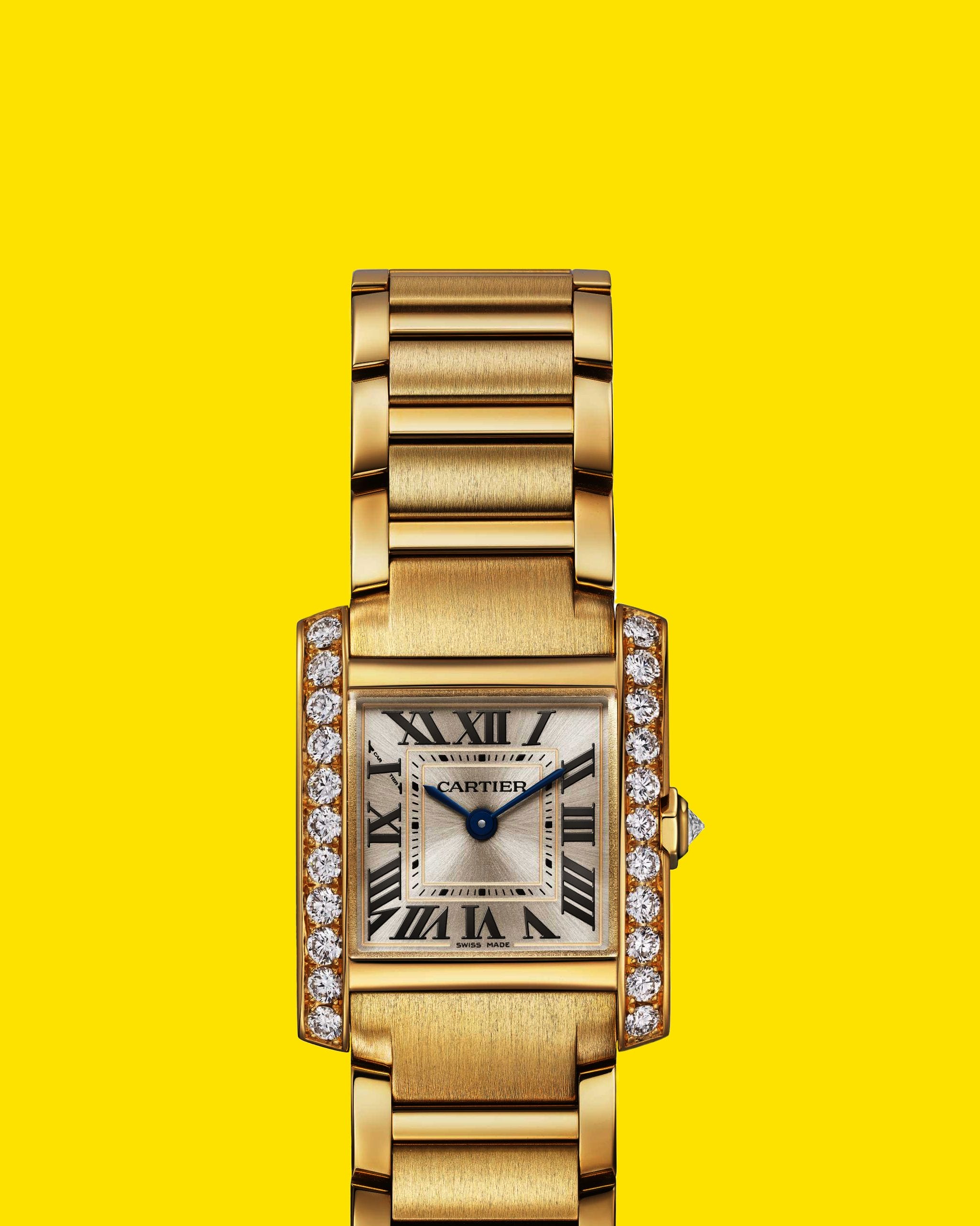 Cartier Tank Française in yellow gold with diamonds